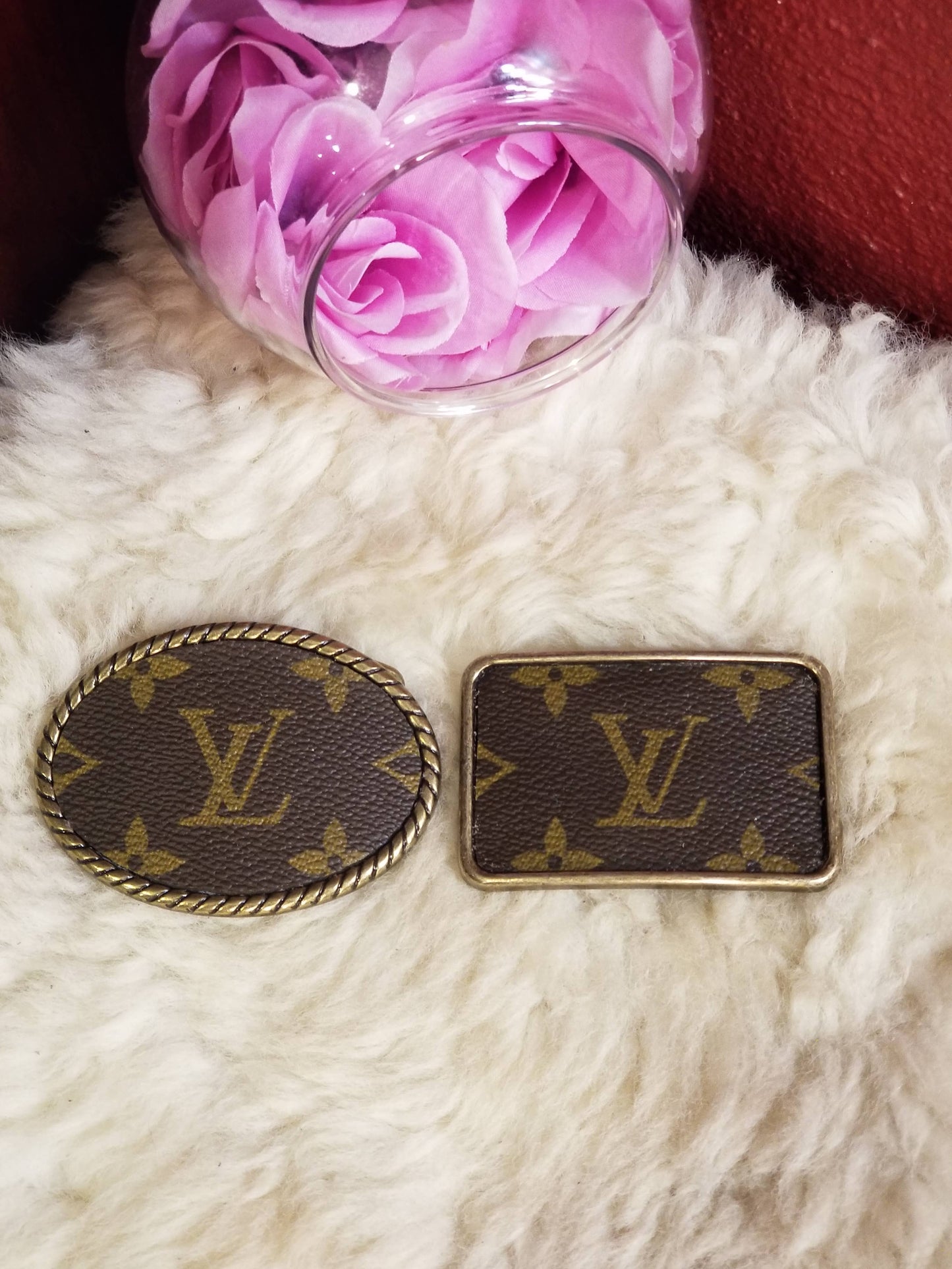Authentic upcycled LV Belt Buckle: Square