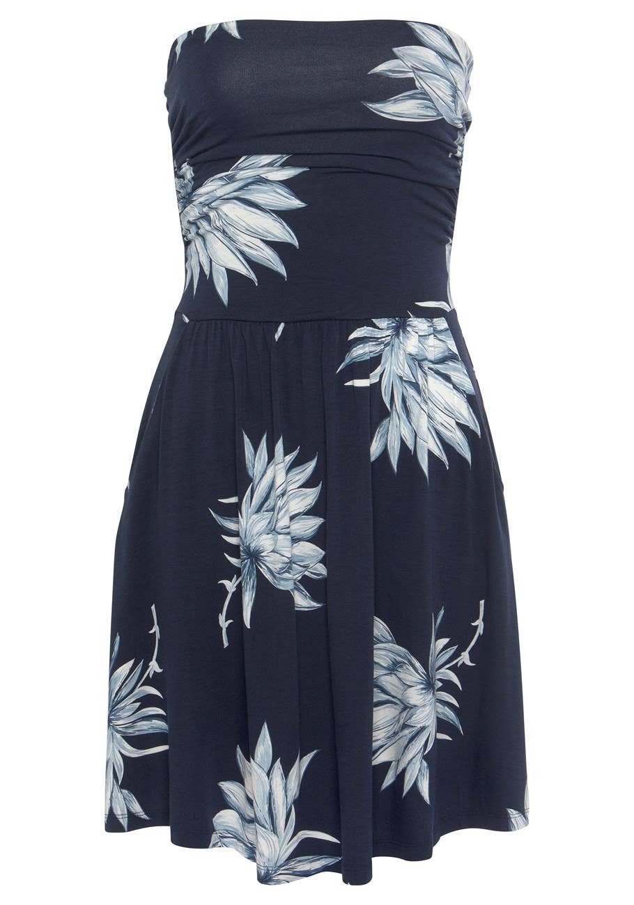 LASCANA Women's Printed Strapless Dress: DKBlue Multi / 8