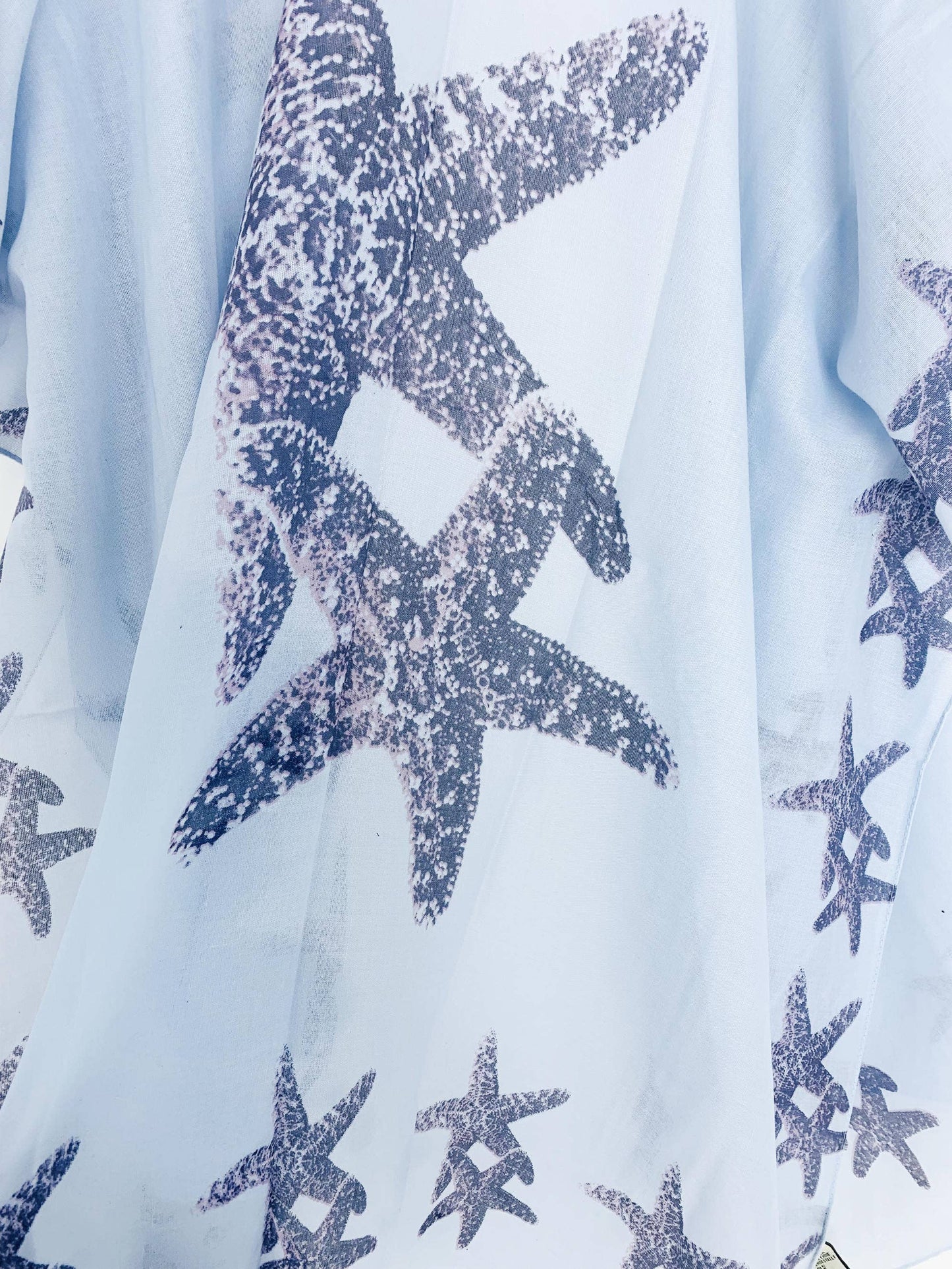 Blue Starfish Tassels Trim Kimono