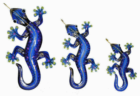 Set 3 Metal Geckos Assrt Colors