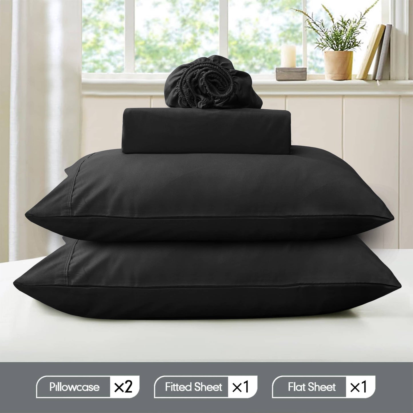 Soft Brushed Microfiber Deep Pocket Sheet Set - 4 Piece Set: Beige / Queen