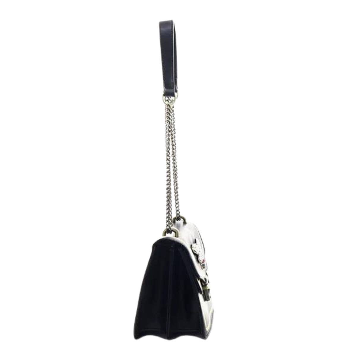 Black Bee Dual Compartment Shoulder Bag: Black / Faux Leather / 9.25 x 6 x 4 inches