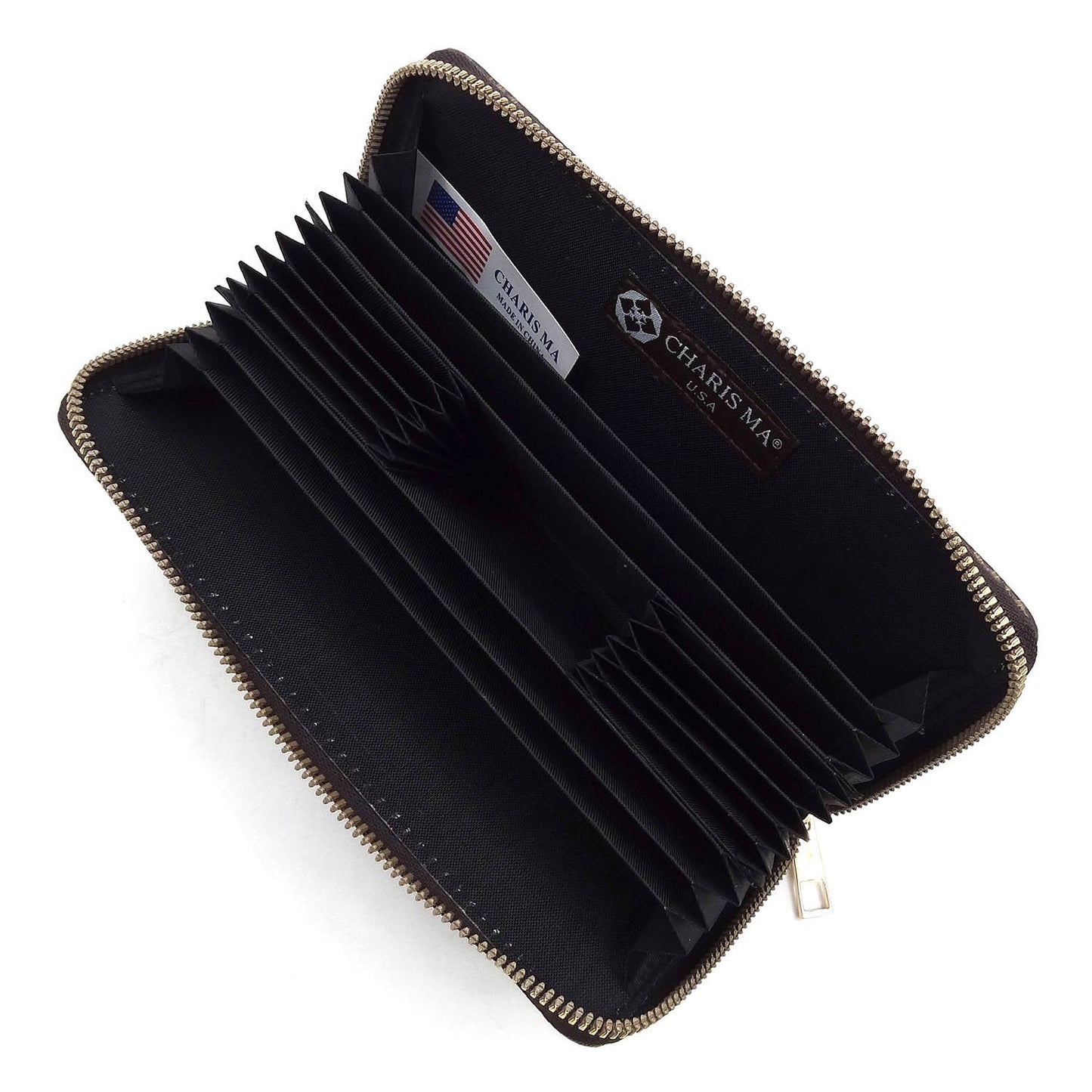 CS022 Monogram Accordion Card Holder Wallet Wristlet: IV/TN