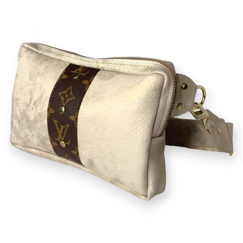 Bella Belt Bag In Stone Leather | Upcycled LV
