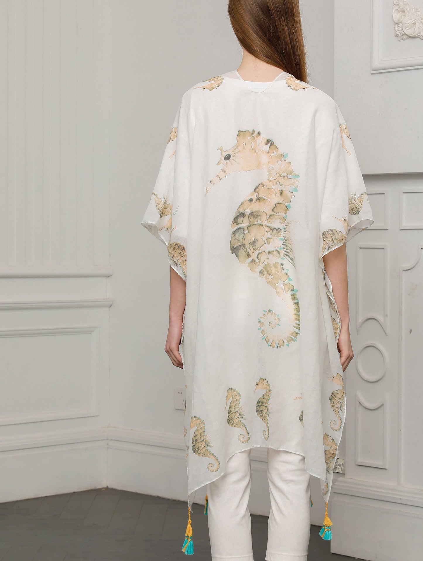 White-Mustard Seahorse Kimono