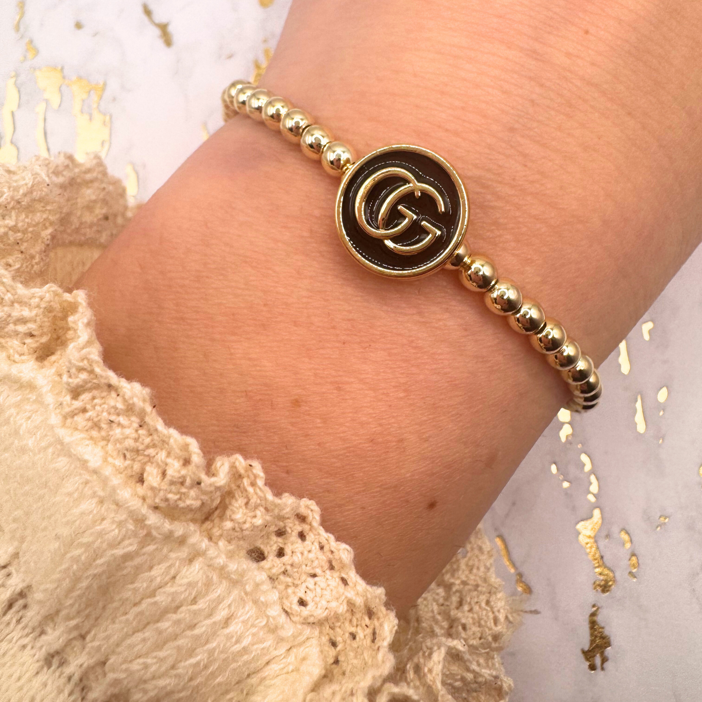 4MM Gold Beaded Bracelet: 7.5"