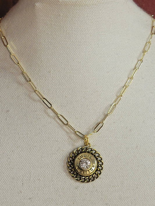 Upcycled LV hardware charm necklace