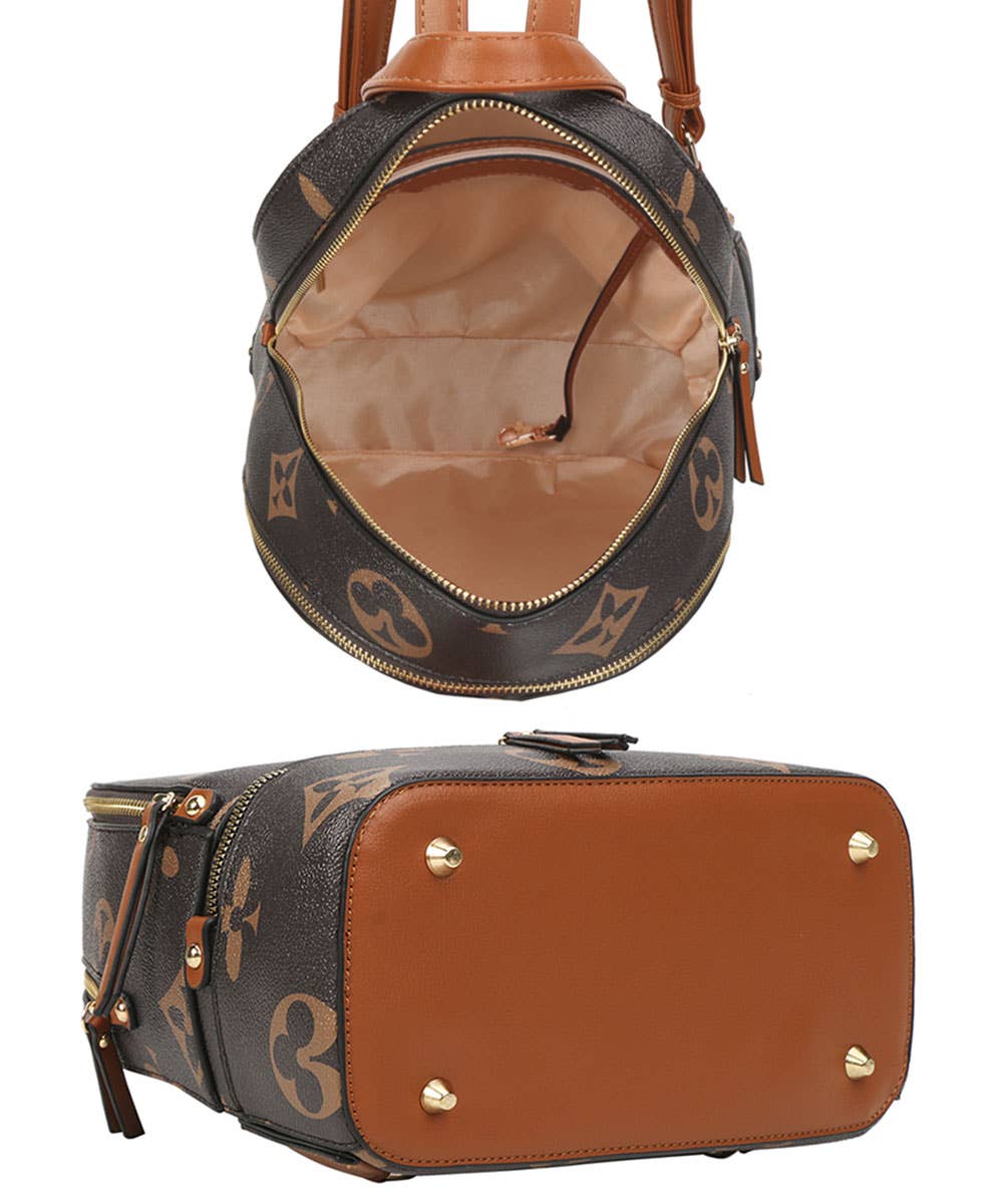 2in1 Print Zipper Backpack With wallet Set DH-7285-W : White