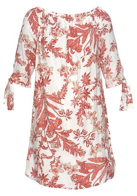 LASCANA Women's Off Shoulder Floral Dress: Red Multi / 4