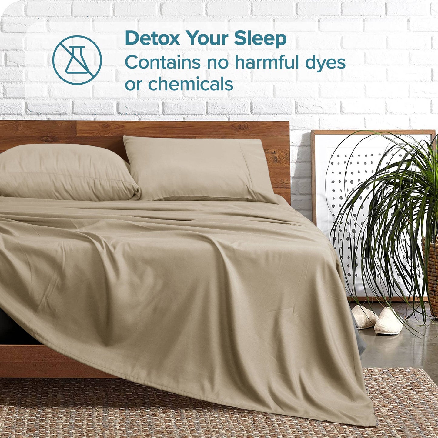 Soft Brushed Microfiber Deep Pocket Sheet Set - 4 Piece Set: Beige / Queen