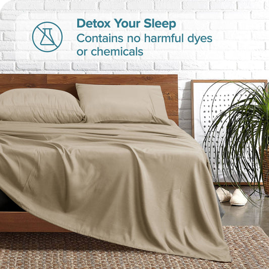 Soft Brushed Microfiber Deep Pocket Sheet Set - 4 Piece Set: Beige / Queen