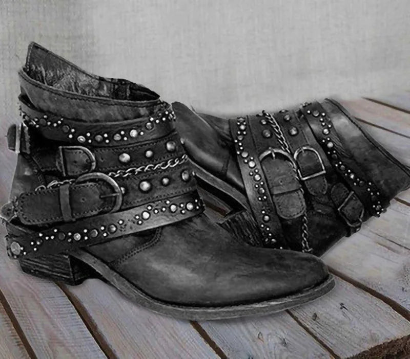 Women Fashion Vintage Mid Calf Boots Soft Leather Shoes Female Autumn Winter Motorcycle Boots Comfortable Botas Zapatos De Mujer