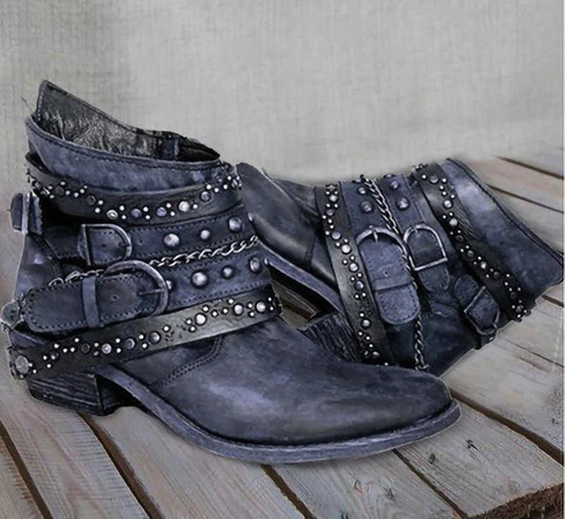 Women Fashion Vintage Mid Calf Boots Soft Leather Shoes Female Autumn Winter Motorcycle Boots Comfortable Botas Zapatos De Mujer