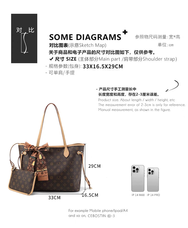 AZ 33*16.5*29 Women Bags Designer Luxury Crossbody Shoulder Purses Handbag Women Clutch Travel Tote Bag