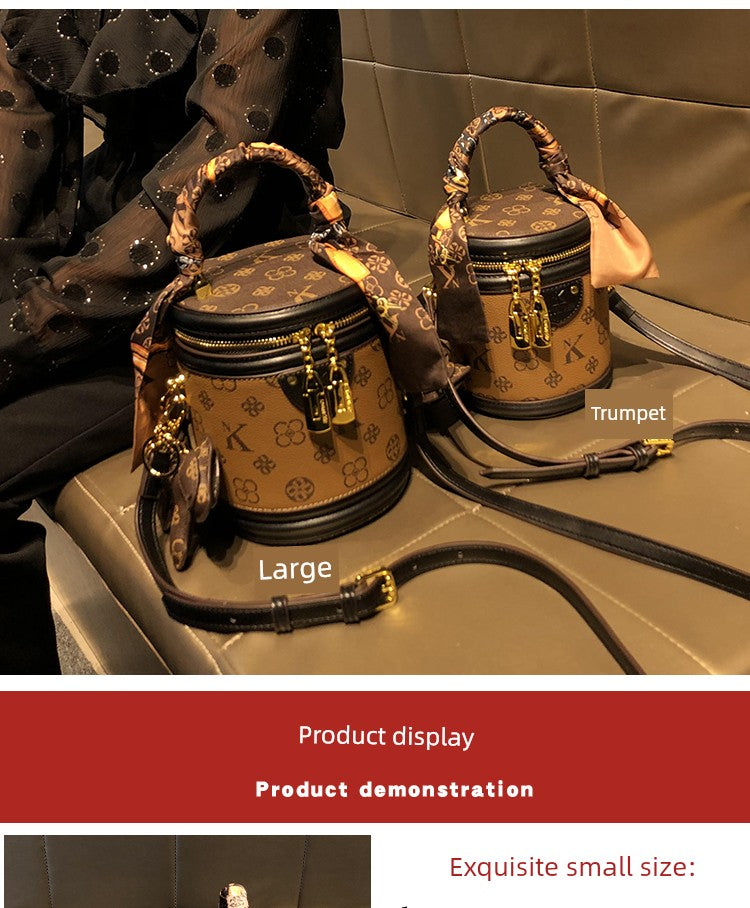 Bag Women's Genuine Leather Retro Fortune Bucket Shoulder Messenger Bag