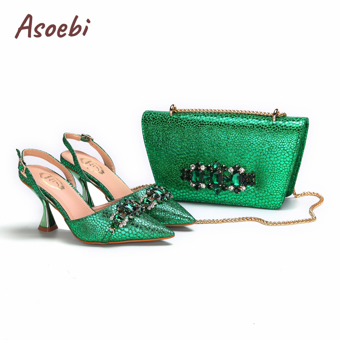 Pink Color Sandals for Women 2024 Luxury Wedding Pumps High Heels Rhinestone Design Party Shoes and Bags Set for Wedding Party
