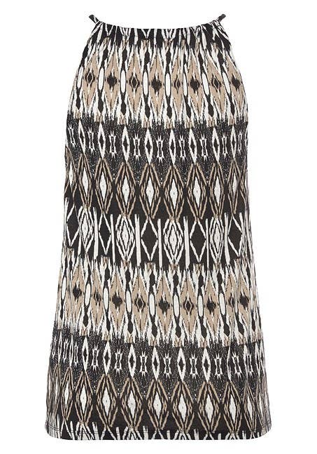 LASCANA Women's Sleeveless Keyhole Detail Top: Red & Navy / 16/18