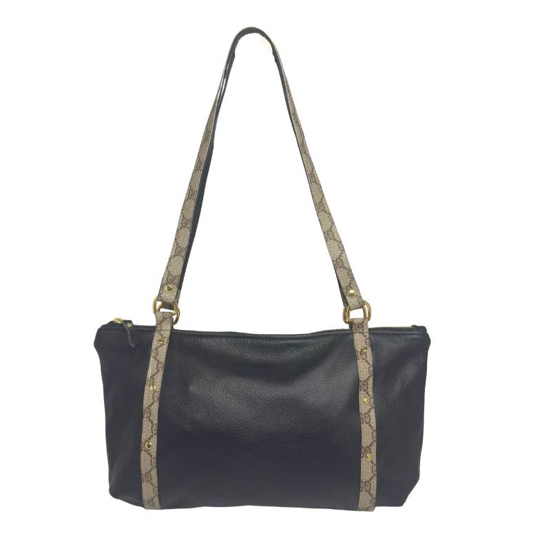 Stephanie Shoulder Bag In Black Leather | Upcycled Gucci
