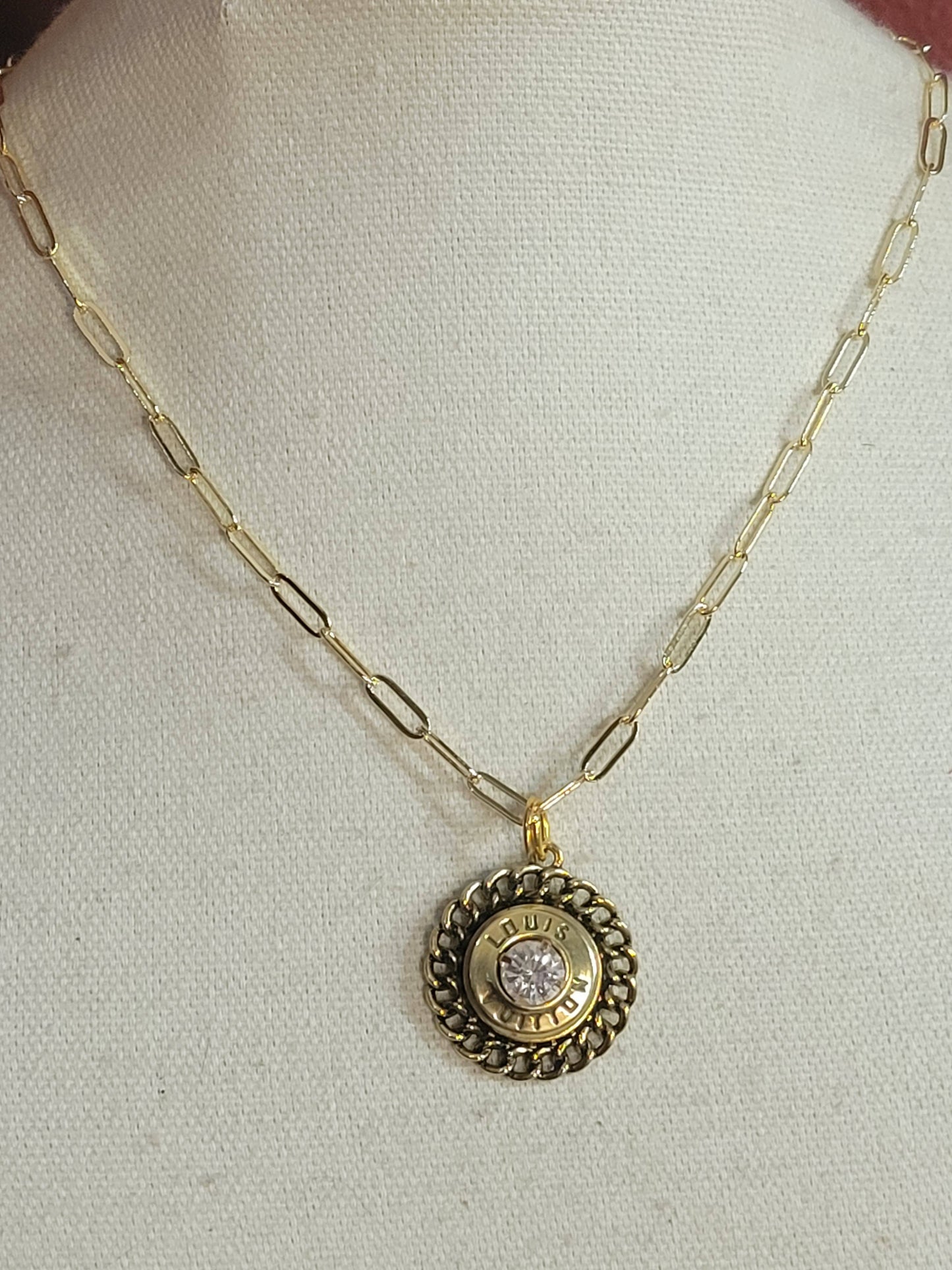 Upcycled LV hardware charm necklace