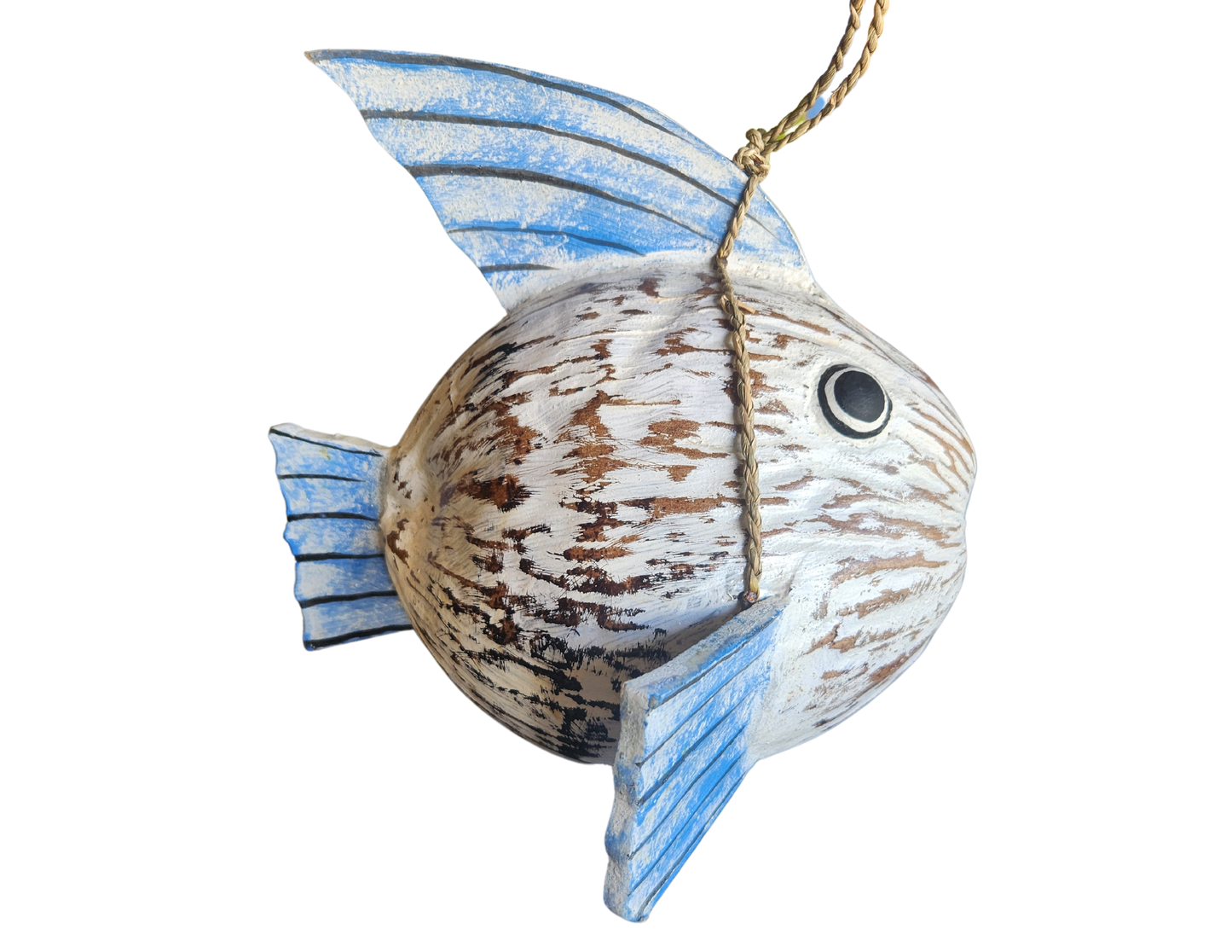 Hand Carved Coconut FISH Table Top Art Carving