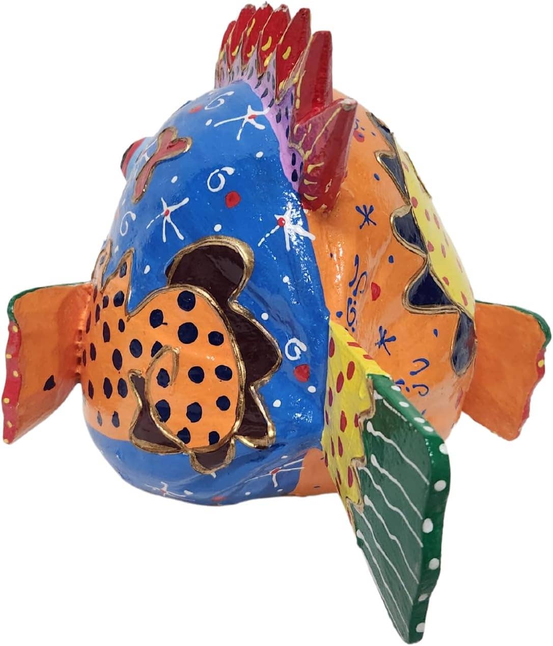 Hand Carved Coconut PICASSO FISH Table Top Art Carving
