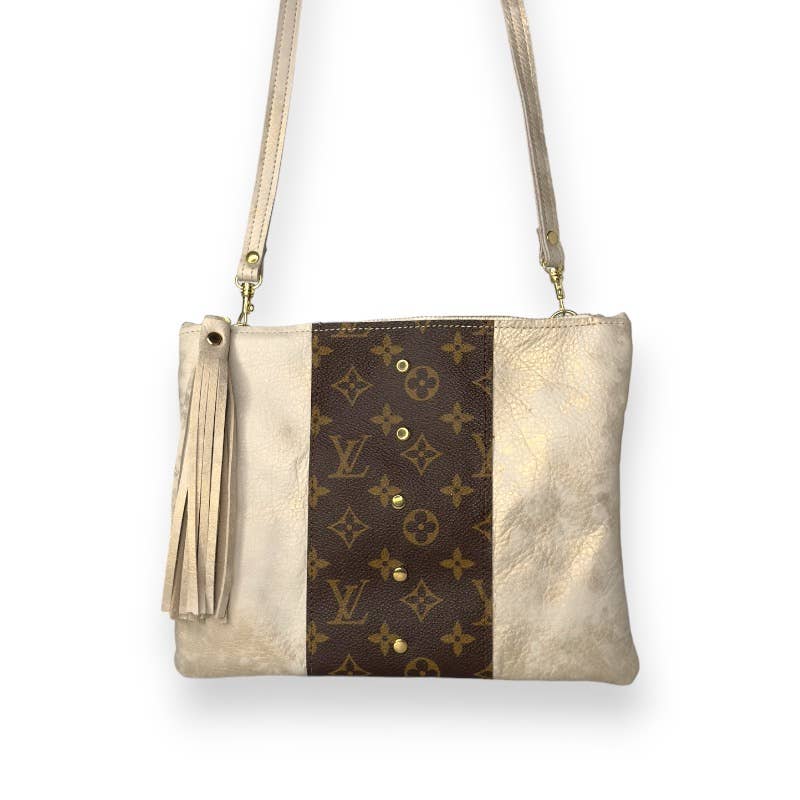 Caroline Crossbody In Stone Leather | Upcycled LV