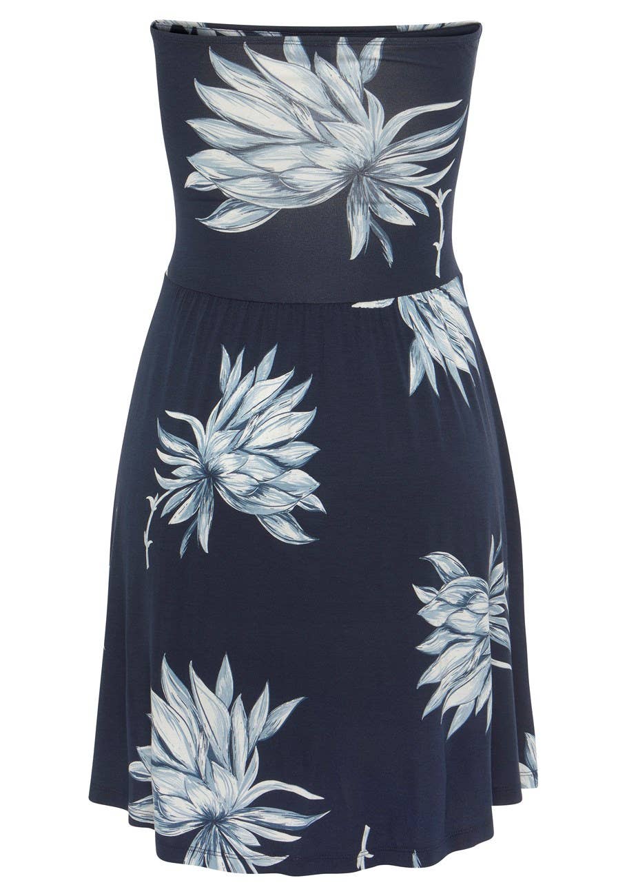 LASCANA Women's Printed Strapless Dress: DKBlue Multi / 12