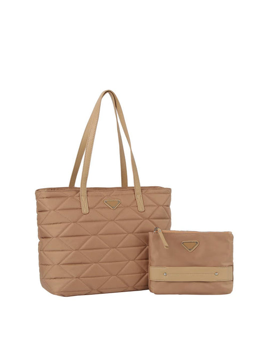 GLV0162M.  Quilted 2-in-1 Shopper: Taupe