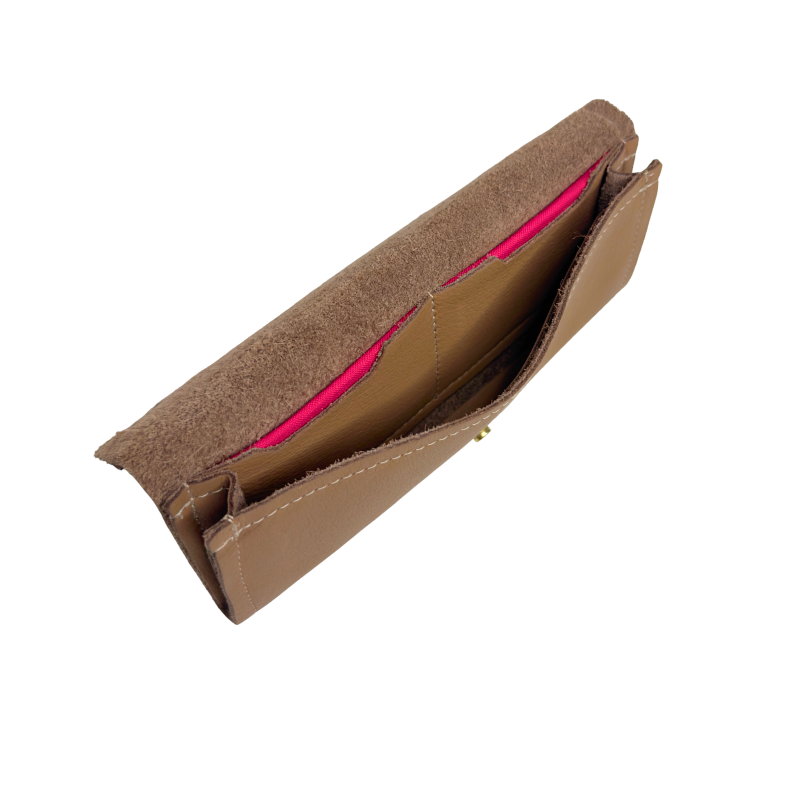 Gia Wallet In Leather | Upcycled Gucci & LV: LV Mocha Mousse
