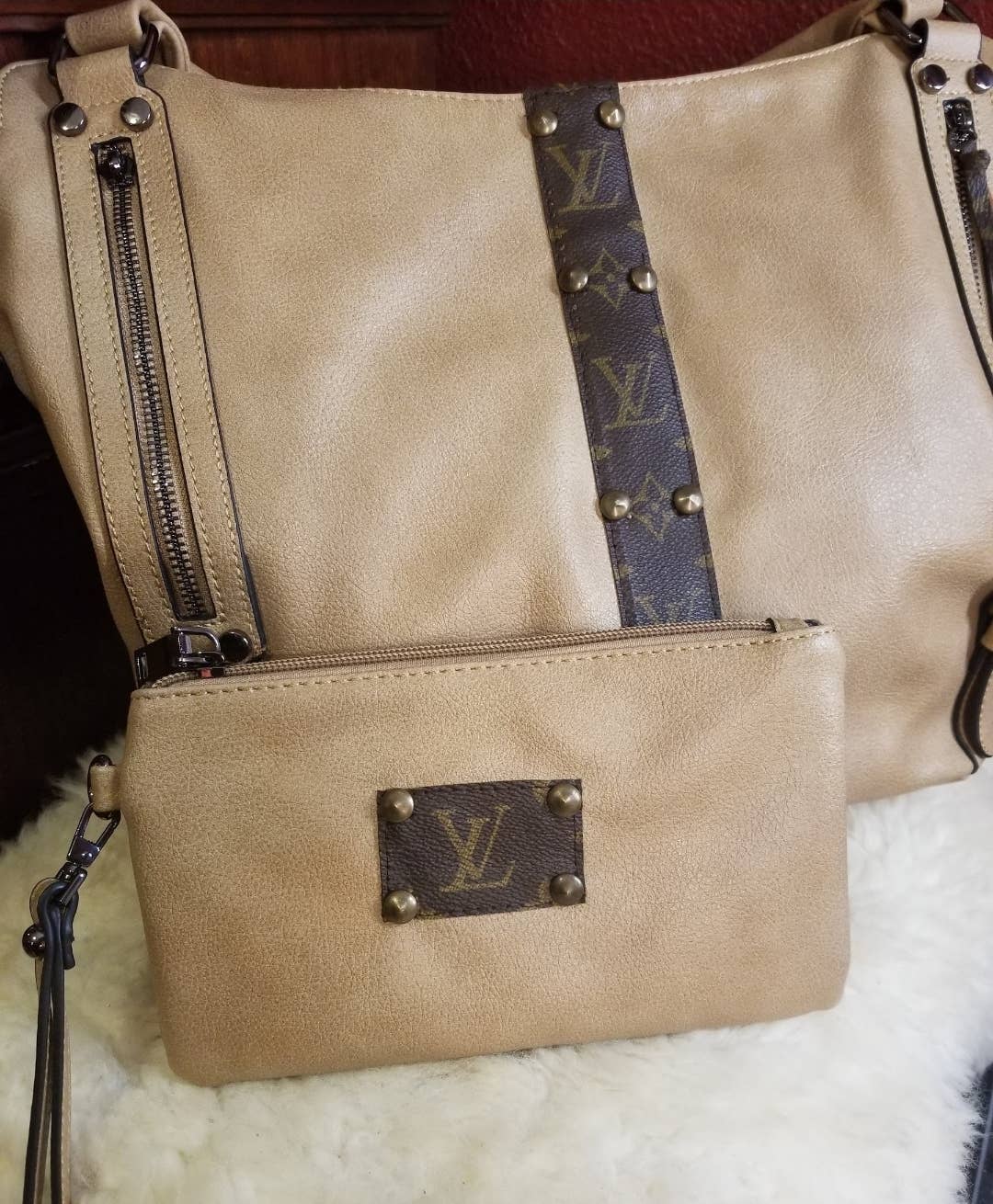 Upcycled LV hobo bag