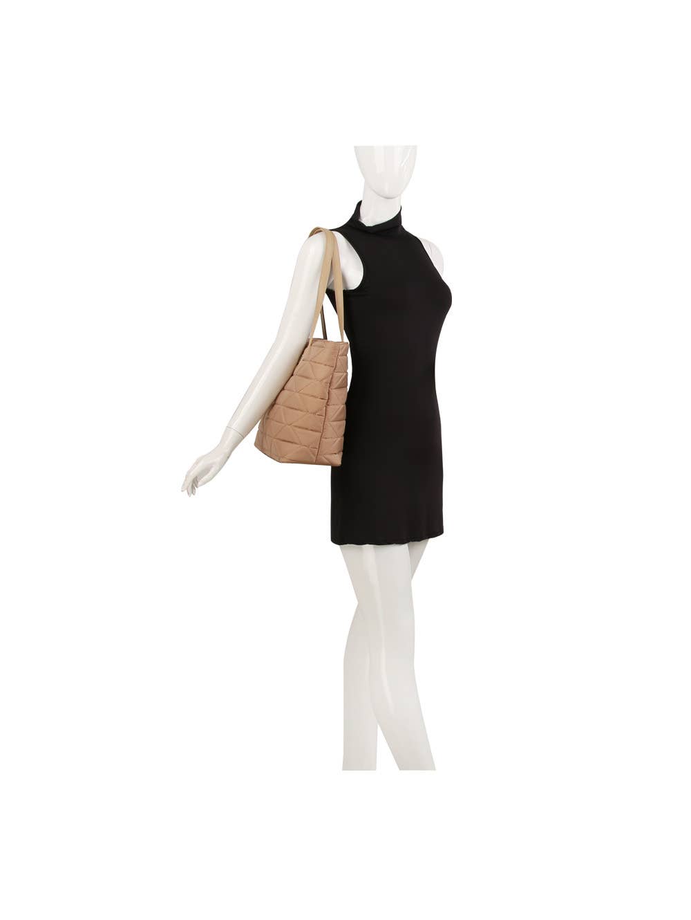 GLV0162M.  Quilted 2-in-1 Shopper: Taupe