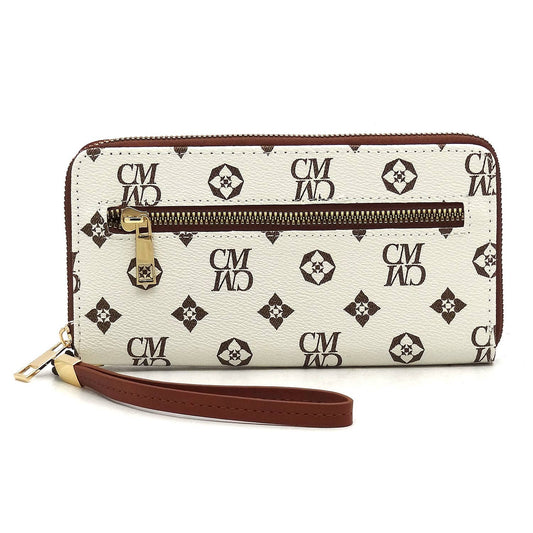 CS022 Monogram Accordion Card Holder Wallet Wristlet: IV/TN