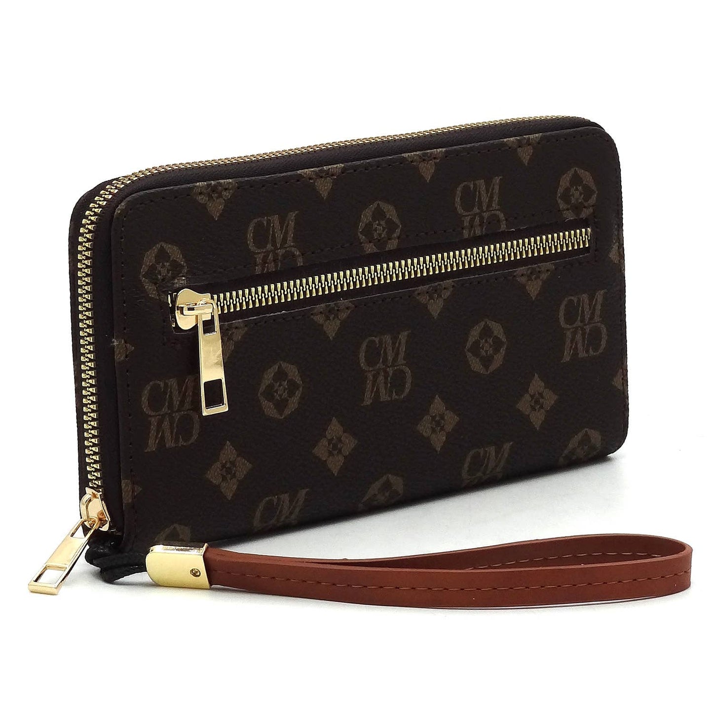 CS022 Monogram Accordion Card Holder Wallet Wristlet: IV/TN
