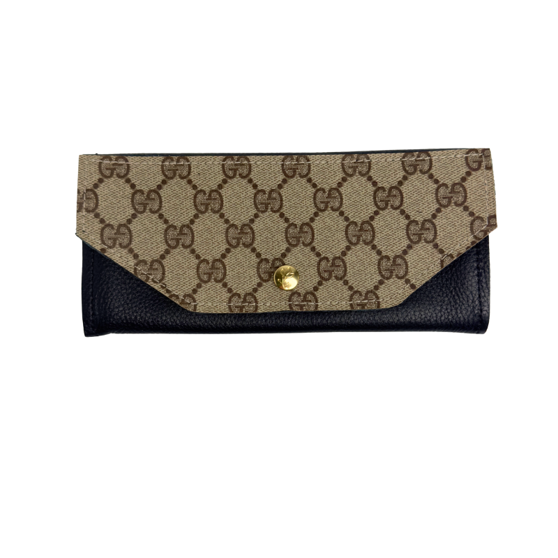 Gia Wallet In Leather | Upcycled Gucci & LV: LV Mocha Mousse