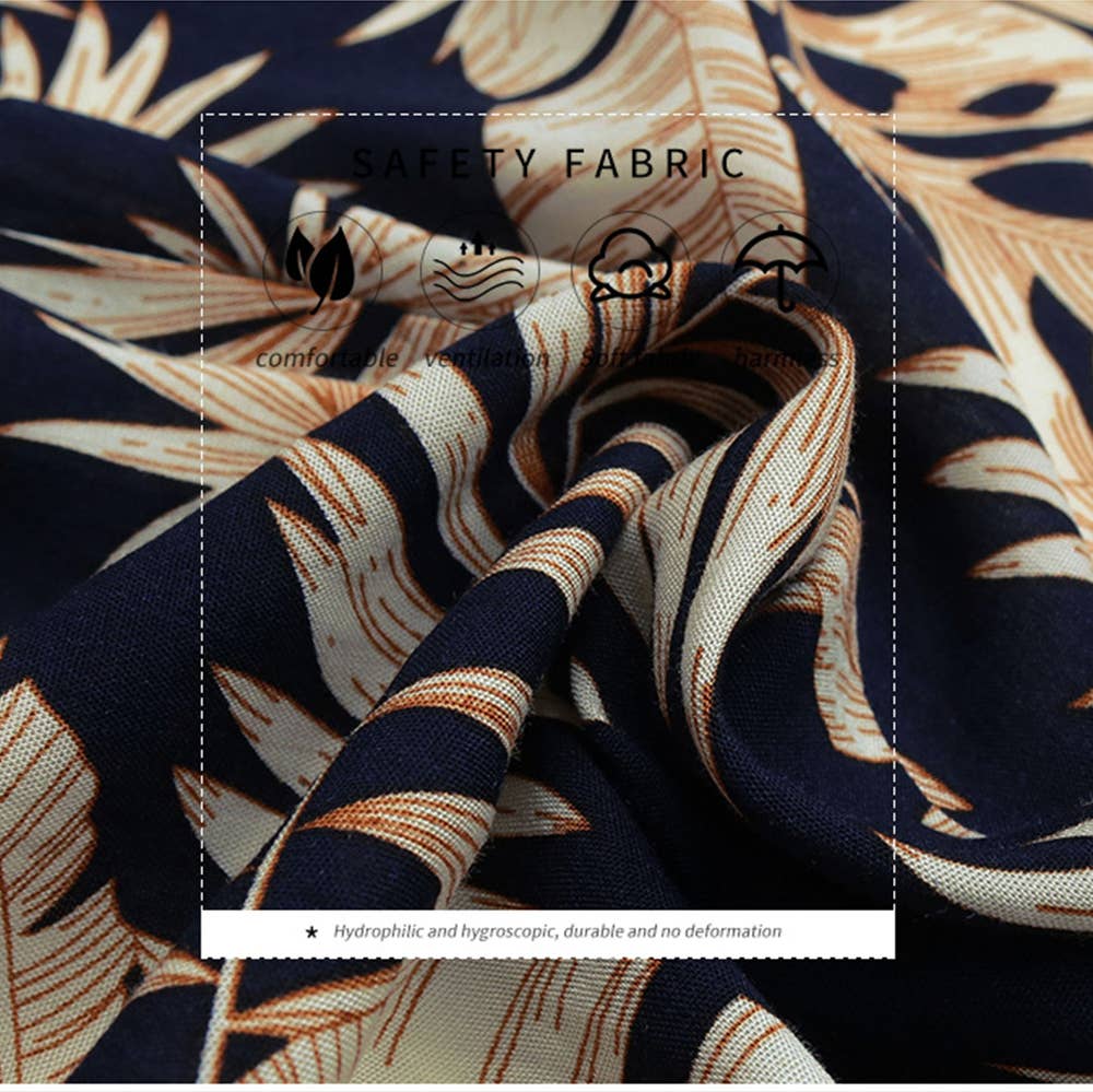 V-neck Printed Irregular Dress: Blue / L