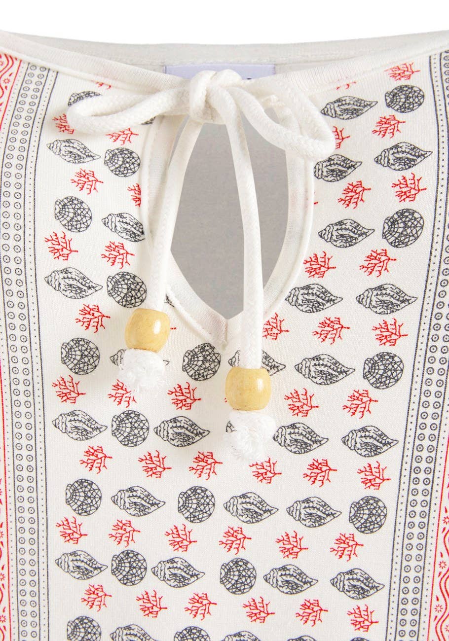 LASCANA Women's Cold Shoulder Print Top: White & Red / 12/14